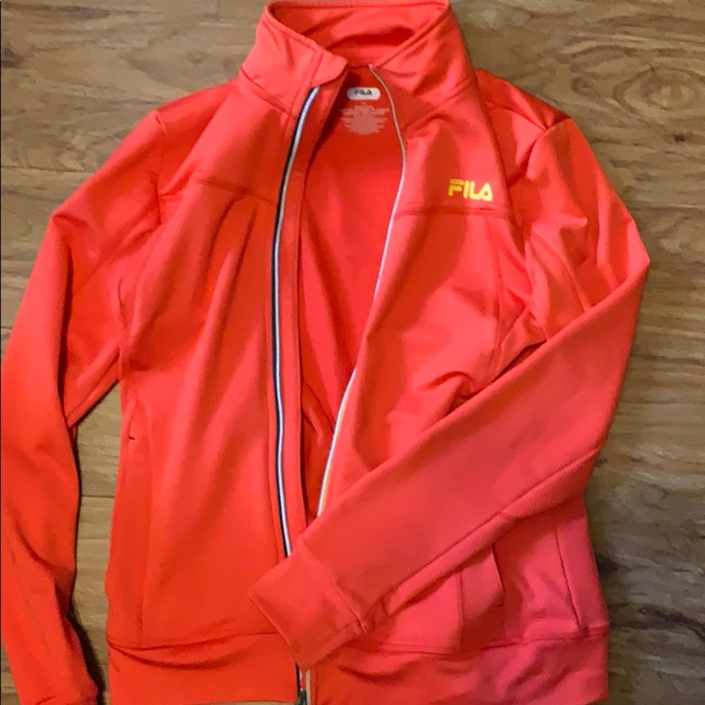 FILA sport bright orange/ coral-like zip up
